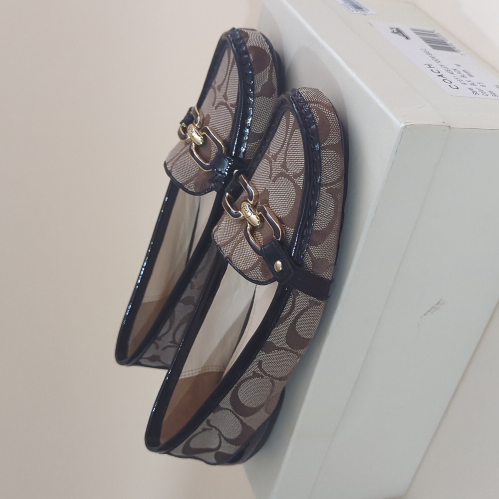 Coach Logo Flats Loafers NWOT